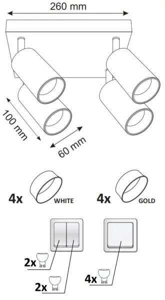 Spot MARIBEL 4xGU10/10W/230V alb