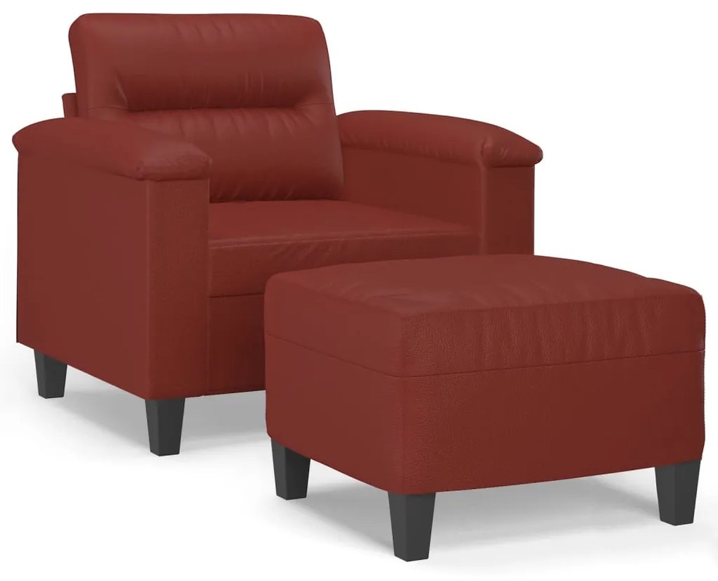 3153681 vidaXL Fotoliu canapea cu taburet, roșu vin, 60 cm, piele ecologică