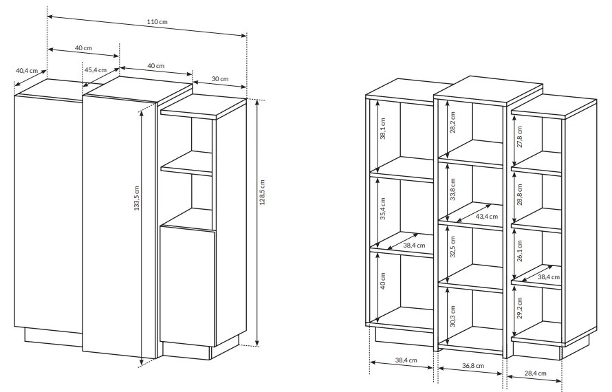 Comoda 3D, alb   stejar craft auriu, TRIO