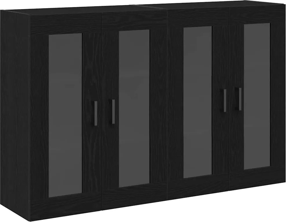 vidaXL Dulapuri de perete 2 pcs Stejar Negru 69,5 x 34 x 90 cm