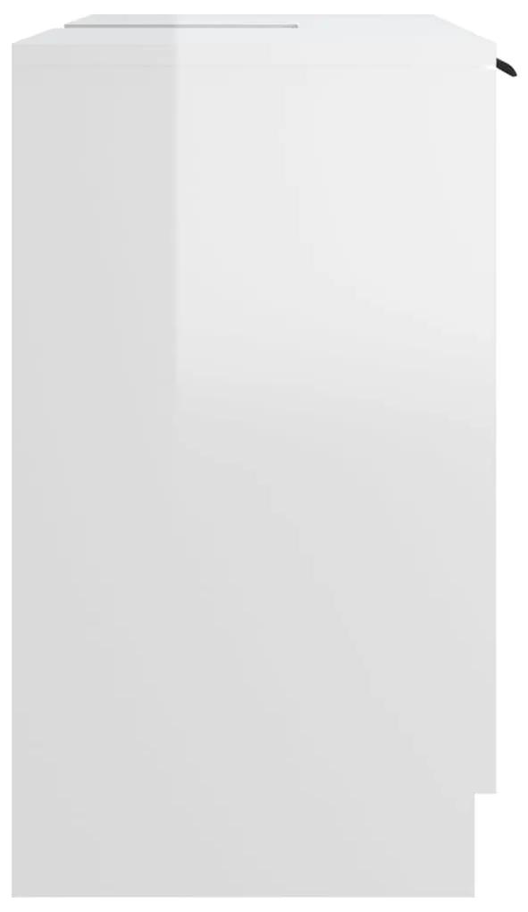 Dulap de baie, alb extralucios, 64,5x33,5x59 cm, lemn compozit