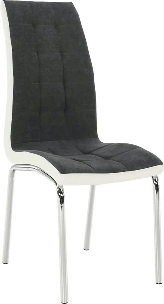 Scaun bucatarie GERDA NEW, gri inchis/alb, piele ecologica/metal, 42x5