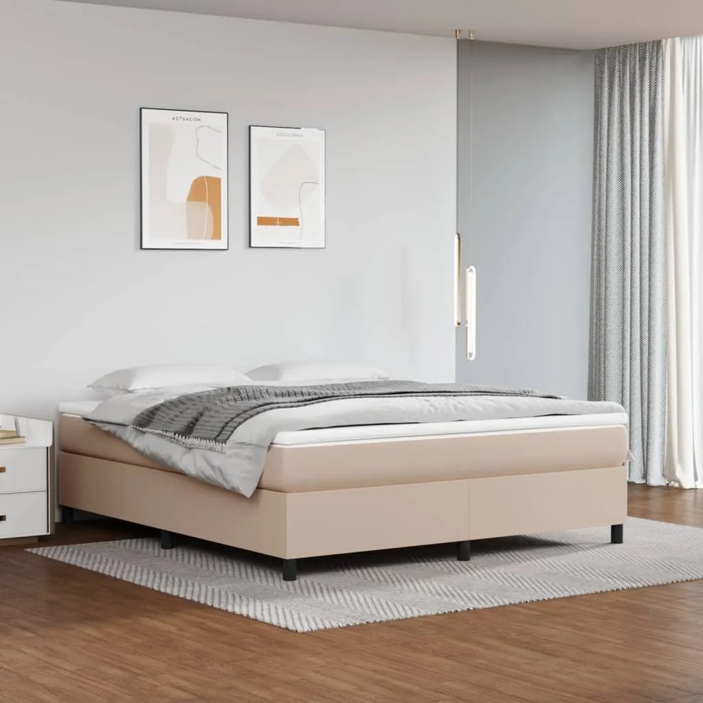 3121058 vidaXL Cadru de pat, cappuccino, 160x200 cm, piele ecologică