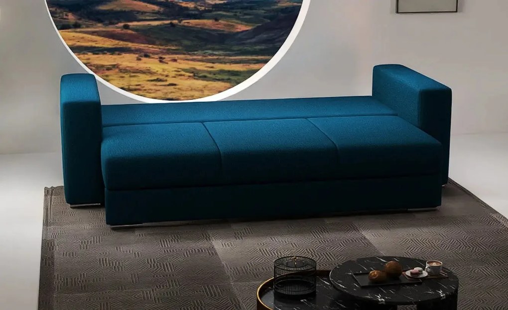 Canapea extensibilă dumonde cu ladă de depozitare si sezut confortabil din spuma high-density, Gloria Enjoy Petrol 240x100 cm