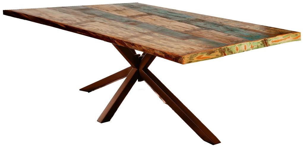 Masa dreptunghiulara cu blat din lemn reciclat Tables&amp;Co 240x100 cm multicolor/maro