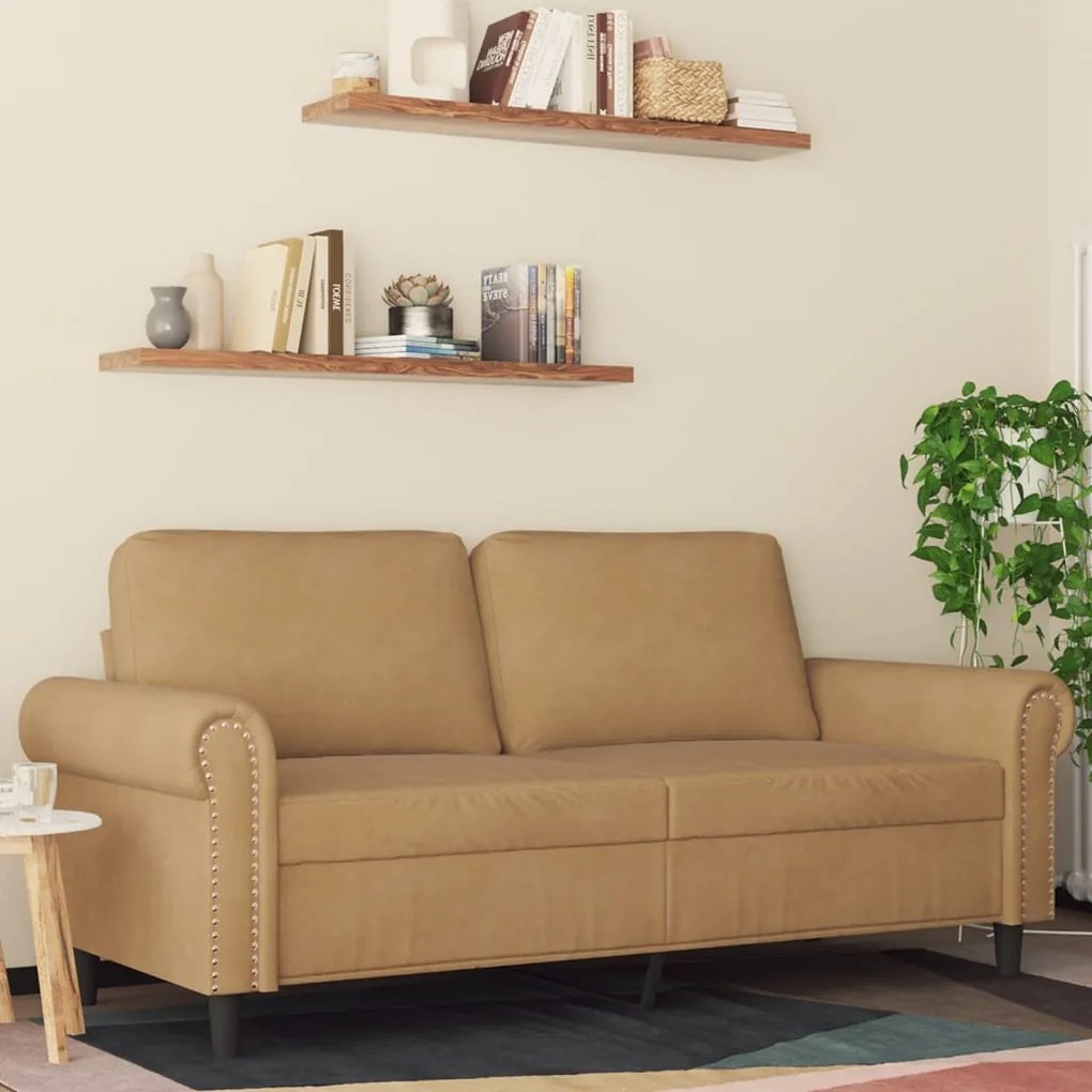 vidaXL Canapea cu 2 locuri, maro, 140 cm, catifea