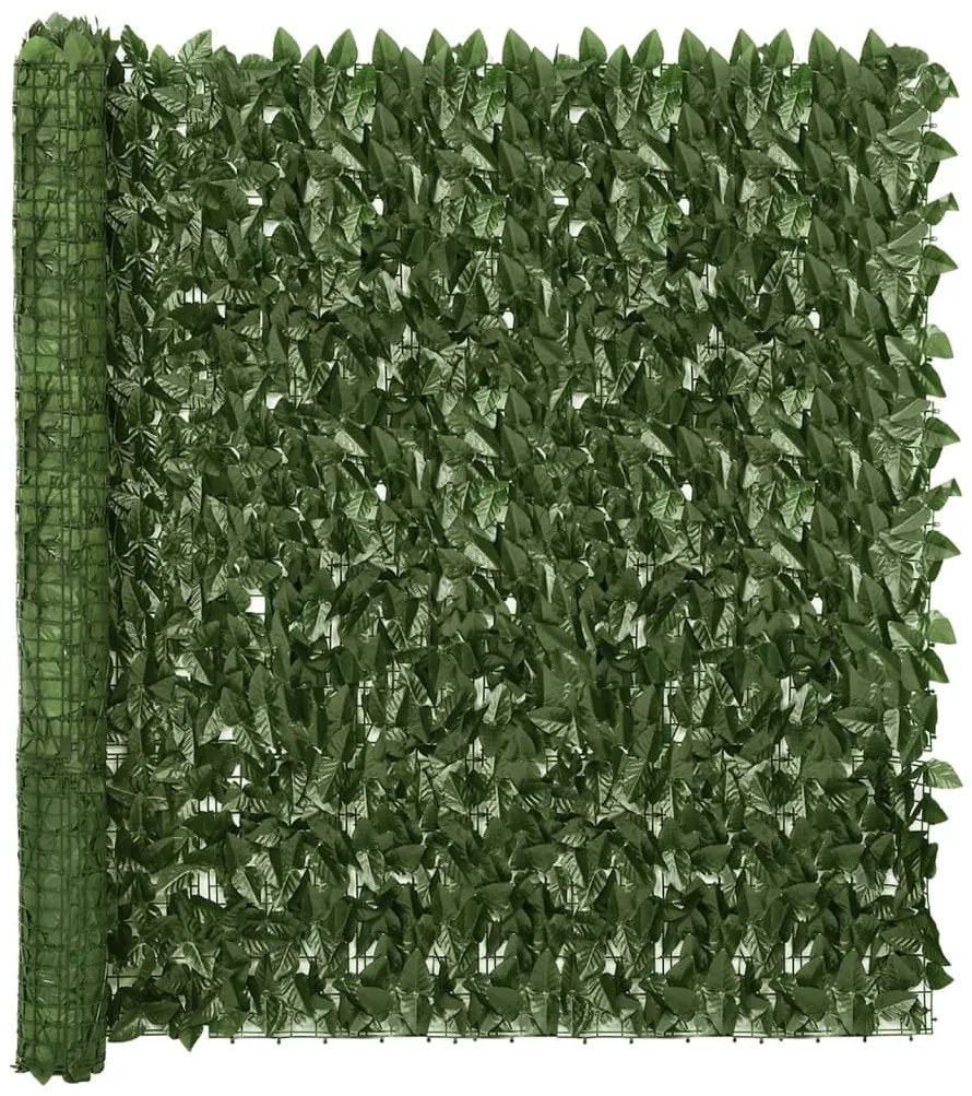Paravan de balcon, frunze verde inchis, 400x150 cm