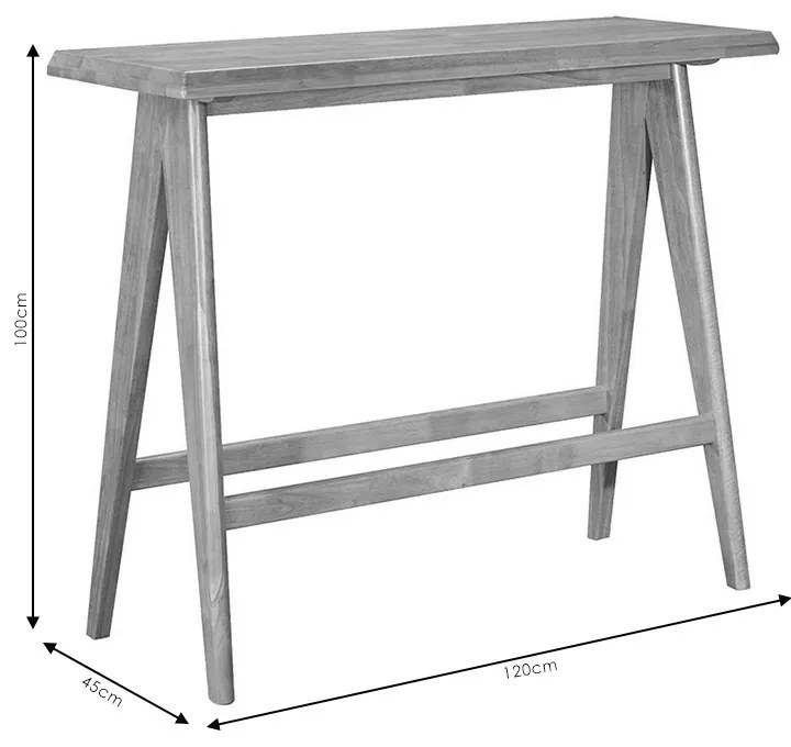 Masa de bar Winslow din lemn de arbore de cauciuc, culoarea nuc 120x45x100cm