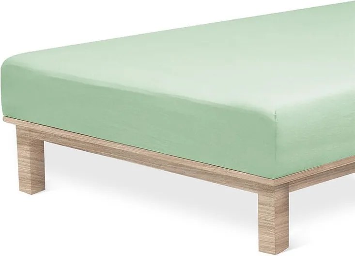 decoDoma Cearșaf elastic jersey cu elastan verde 90 x 200 cm