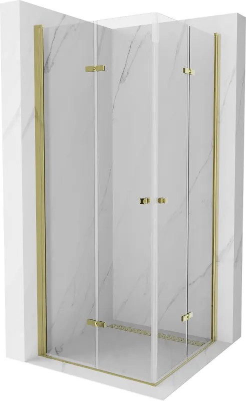 Mexen Lima Cabină de duș pliabilă Duo 70 x 70 cm, transparentă, auriu - 856-070-070-50-00-02