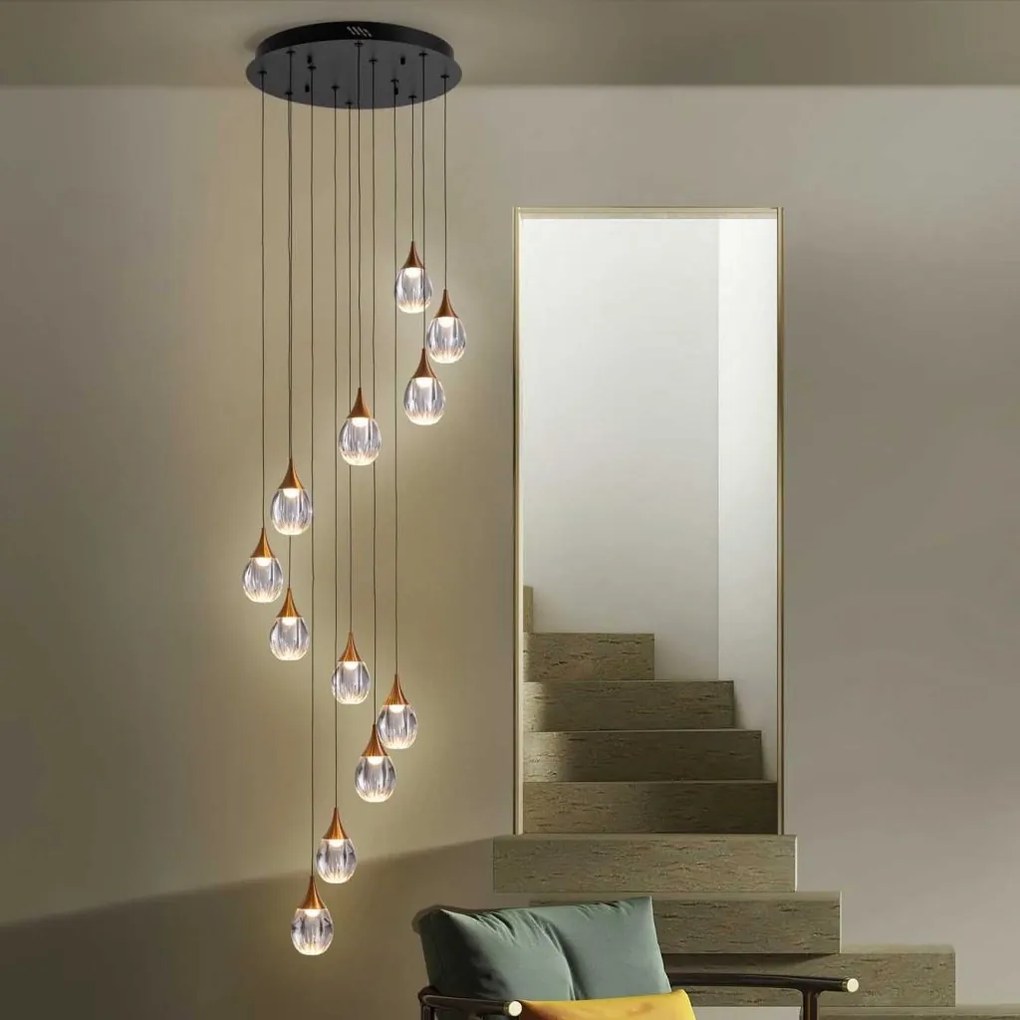 Lustra LED dimabila design modern Corina 12L negru/cupru