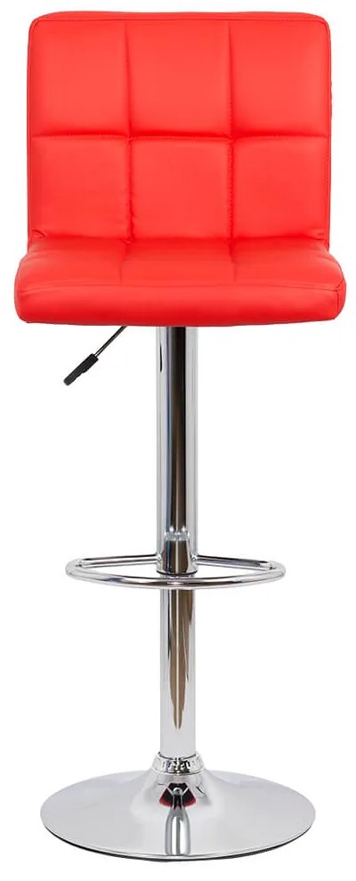 Scaun bar rosu rotativ, reglabil pe inaltime, din piele sintetică ABS 191