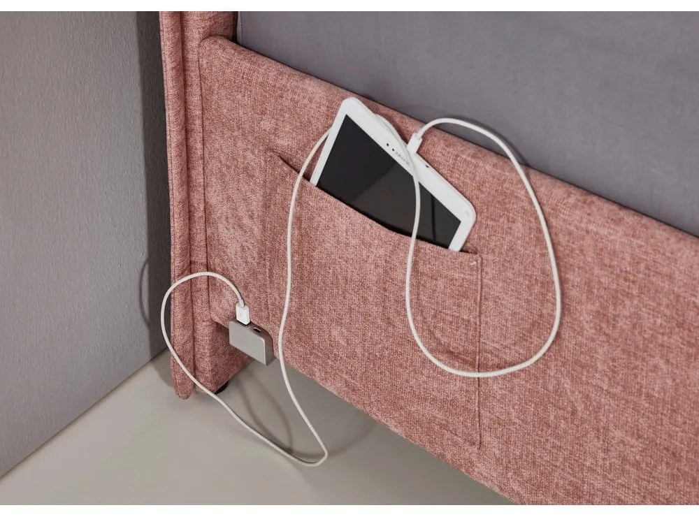 Pat pentru copii roz tapițat fără somieră 140x200 cm Fun – Meise Möbel