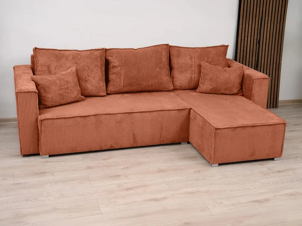 OFERTA Canapea de colt din teracota SMART COSARO, reversibila + 2 perne CADOU Calitatea a II-a