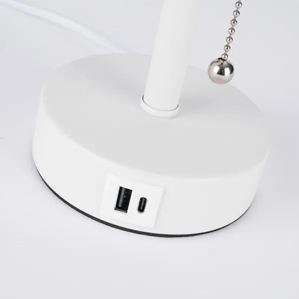 Brilagi - Lampă de birou TABLON 1xE27/25W/230V cu port USB, albă