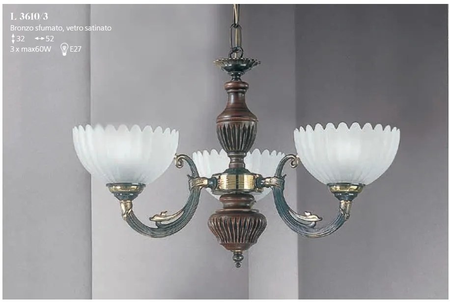 Candelabru 3 brate design italian din alama cu lemn 3610