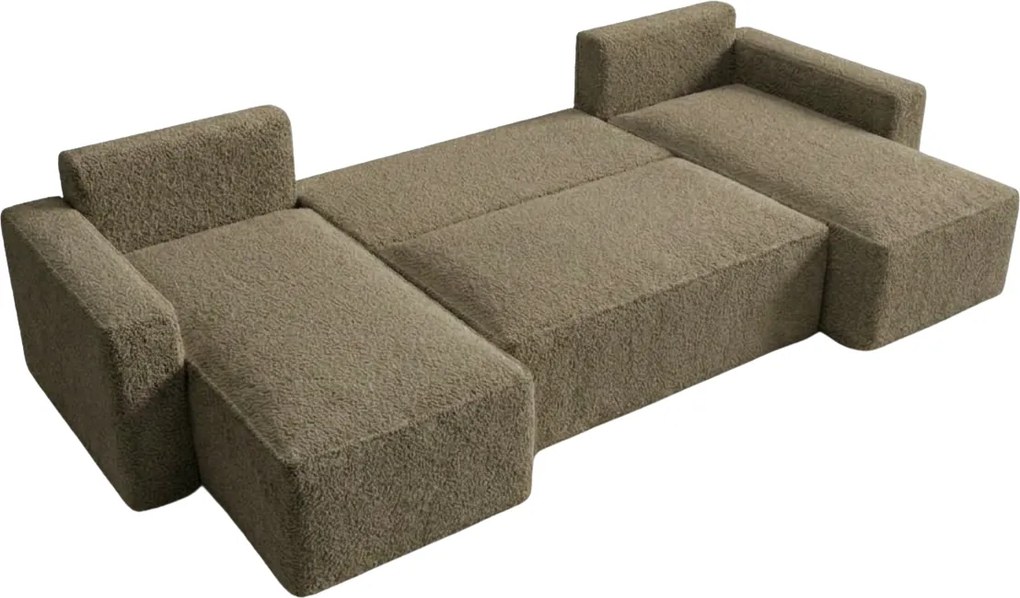 OFERTA Canapea extensibila in forma de U SMART BOUCLE 303x143 cm, bej inchis Calitatea II