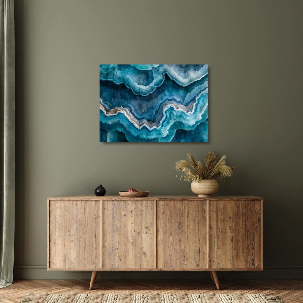 Tablou pe sticlă - Detaliu de acvamarin (70x50 cm)