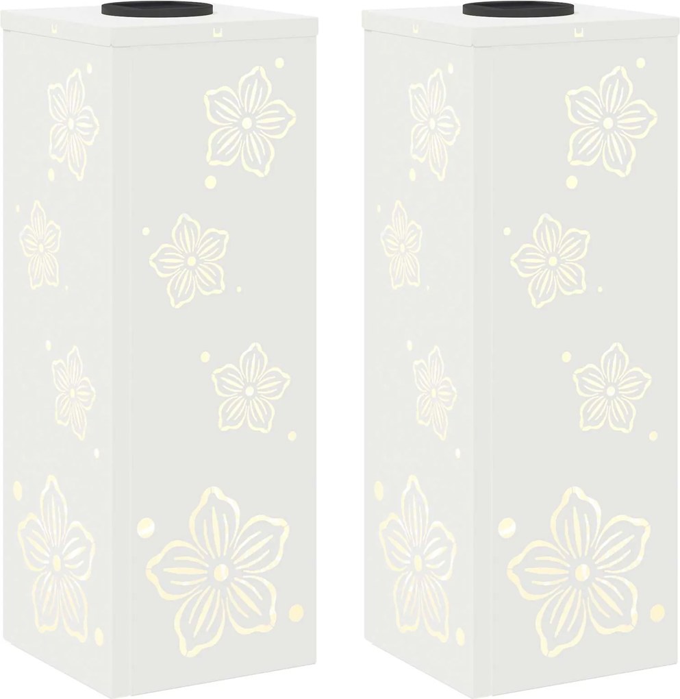 vidaXL Lumină LED Solară pentru Alei 2 pcs Alb Oțel laminat la rece