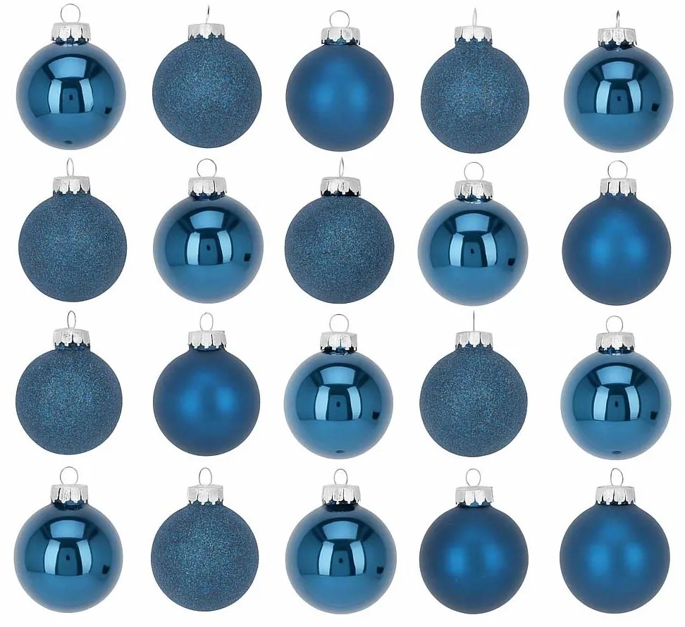 Globuri de Crăciun din sticlă Ø 6 cm, 20 buc., albastre