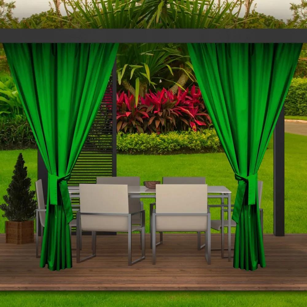 Perdele unice, verzi strălucitoare, pentru terasa de grădină și foișor Lăţime: 155 cm | Lungime: 220 cm