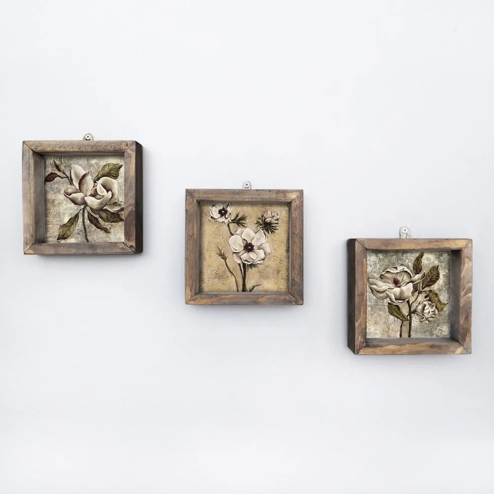 Set 3 tablouri Vintage, 15 x 15 cm