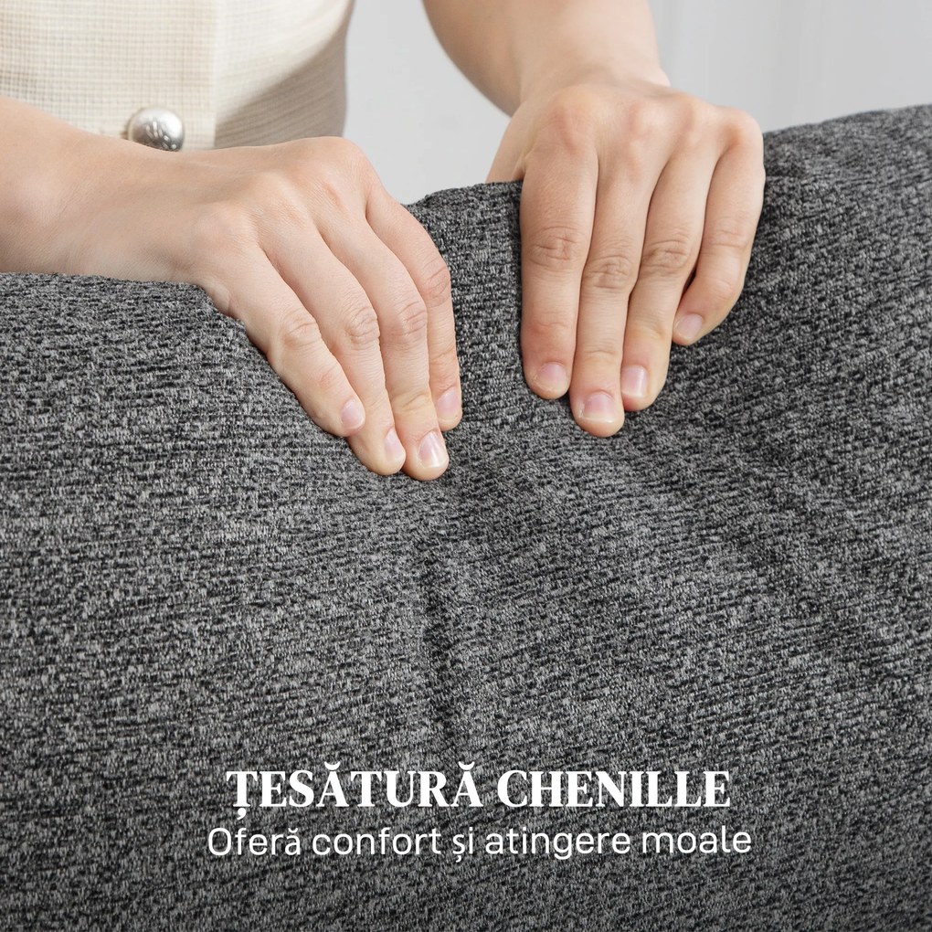 Divan HOMCOM cu 3 locuri din Catifea cu Reclinare Independentă la 145° max, Divan de Sufragerie Imbottito cu Brațe și Suport pentru Picioare, pentru Camera de Zi și Birou, Gri | Aosom Romania