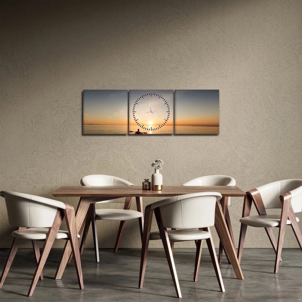 Tablou - caiac pe mare (cu ceas) (90x30 cm)