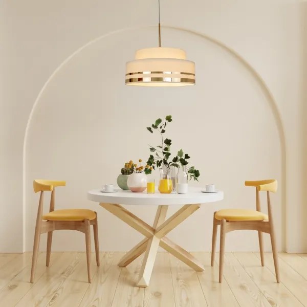 Lustră pe cablu TAMI 1xE27/60W/230V bej/auriu