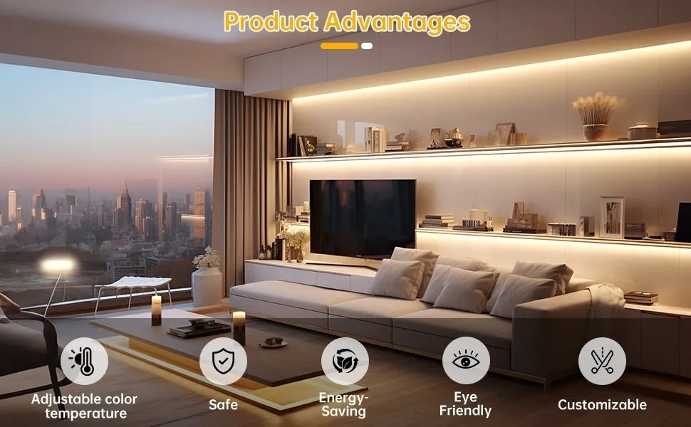 KIT Banda LED COB cu Telecomanda, Lumina Neutra, 4000K, 5m, 14W/m, 24V, Transformator 72W