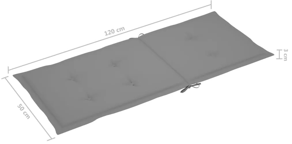 Scaune gradina rabatabile cu perne, 4 buc., lemn masiv acacia 4, Gri, 120 x 50 x 3 cm