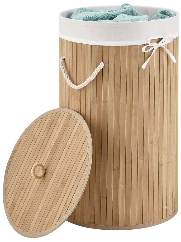 Juskys Coș de rufe din bambus Curly Round - natural