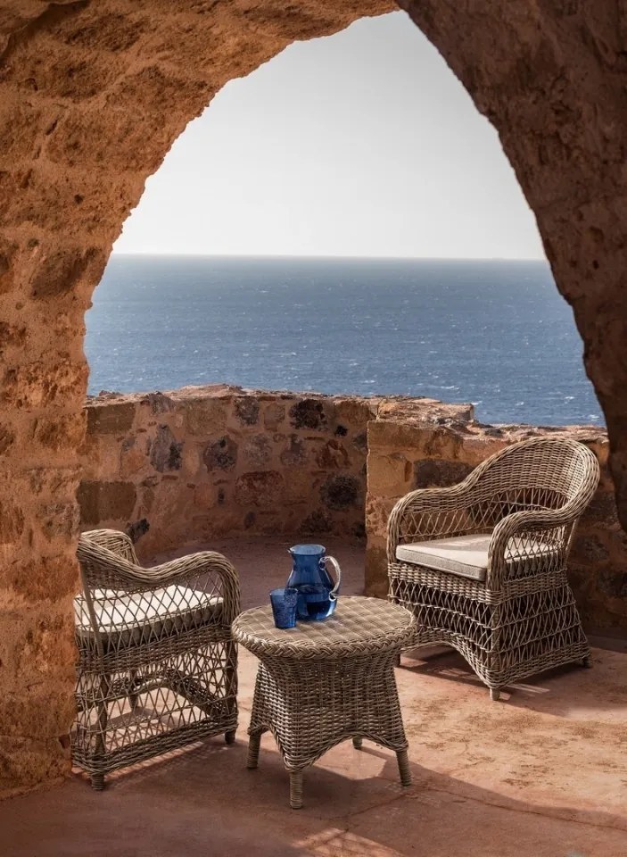 Masuta de cafea pentru gradina, metal / fibra sintetice, taupe, Ø 55,5x50 cm, Jupiter Bizzotto