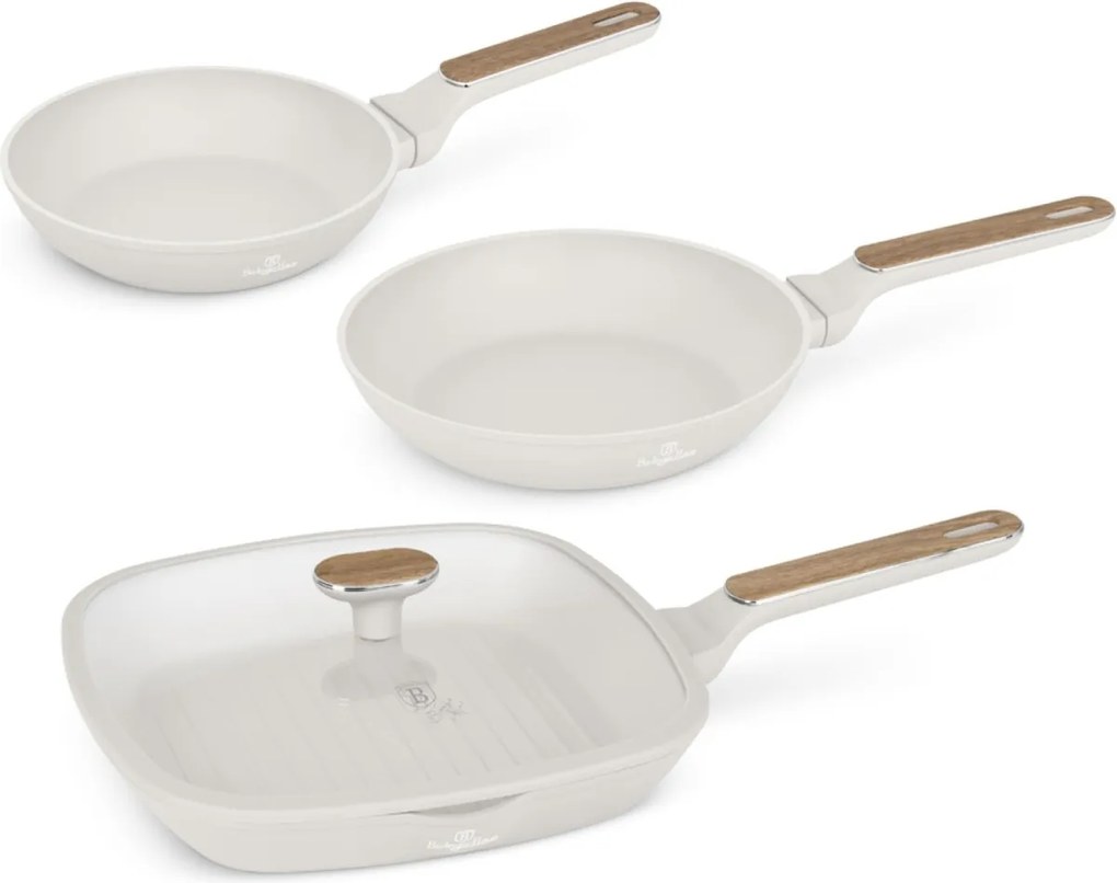 Set tigai 4 piese Sahara Nordic Berlinger Haus BH 8323, crem, cu acoperire antiaderenta titanPro