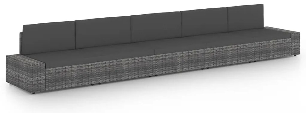 vidaXL Set mobilier de grădină cu perne, 5 piese, gri, poliratan