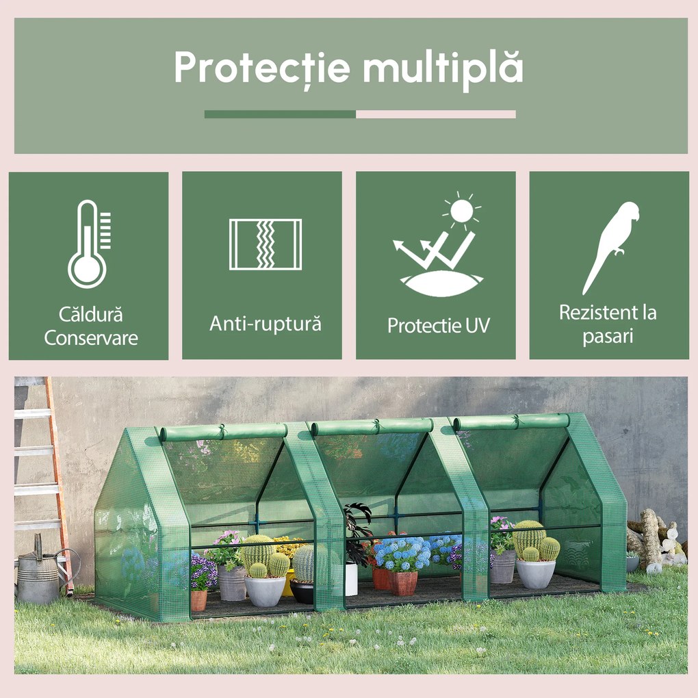 Outsunny sera gradina cu prelata, 270x90x90cm, verde | Aosom Romania