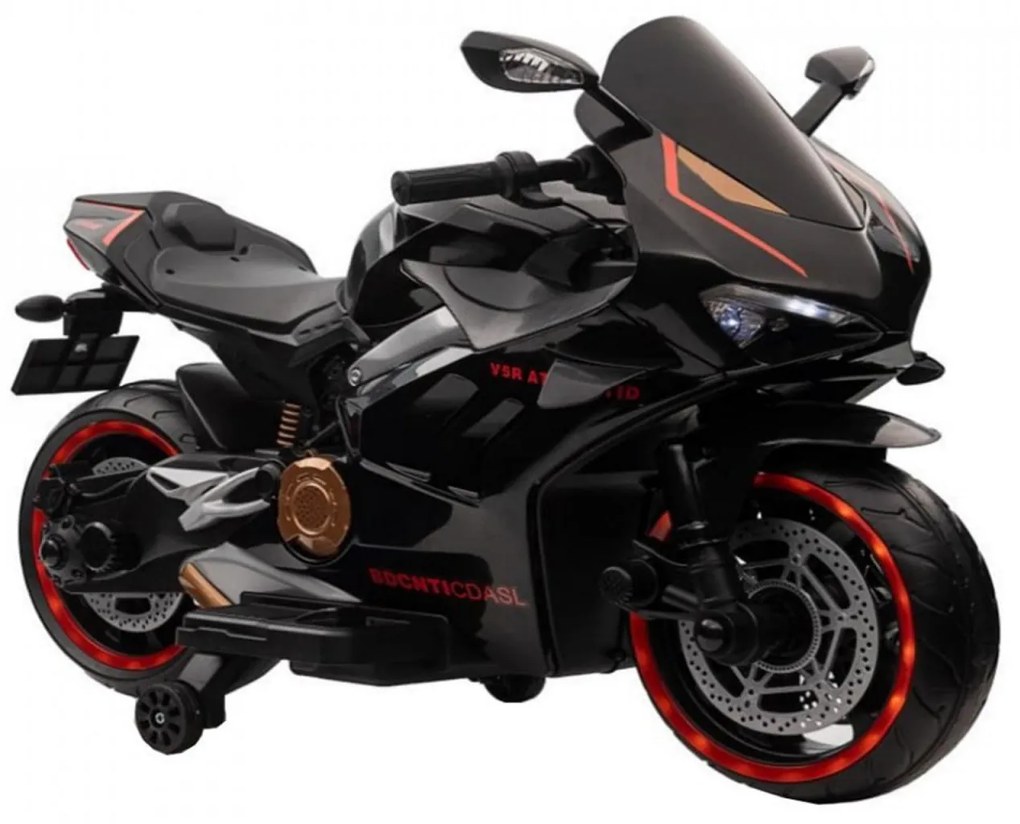 Motocicleta Electrica cu Acumulator Pentru Copii NOVOKIDS™ Super Rider GP ,12V ,3-7 ani ,Max 30 kg , Cu Sunete si Lumini LED ,USB si Bluetooth ,Roti