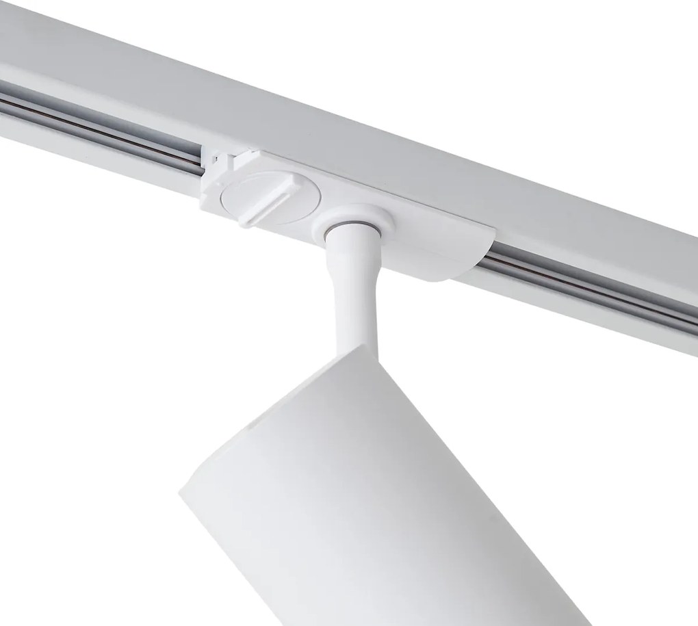 Spot modern alb pentru sistem de iluminat pe șină monofazat, cu LED, rotativ și înclinabil - Iconic Zoom