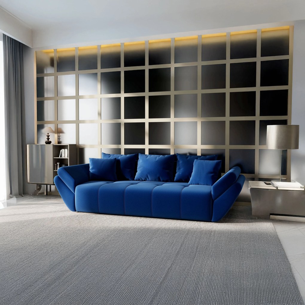 Canapea extensibilă dumonde cu ladă de depozitare si sezut confortabil din spuma high-density, Berlin Royal Blue 250x100 cm