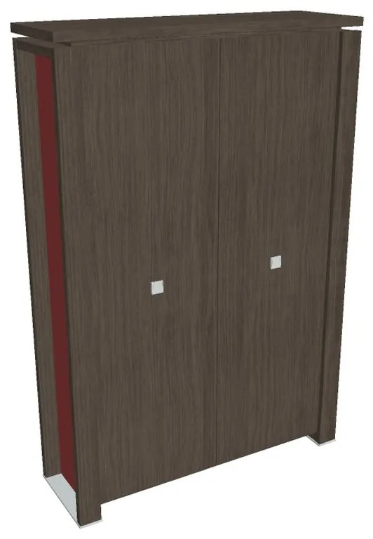 Dulap înalt Verno+ S 140 x 46 x 210 cm, stejar antracit / roșu