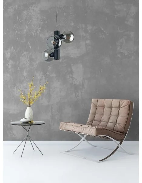 Lustră pe cablu TUBE 3xE27/60W/230V negru/transparent