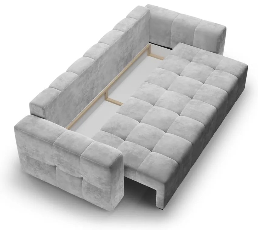 Canapea extensibila din catifea Milo Casa Luca, gri deschis