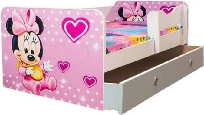 Pat junior Bebe Minnie cu saltea si sertar