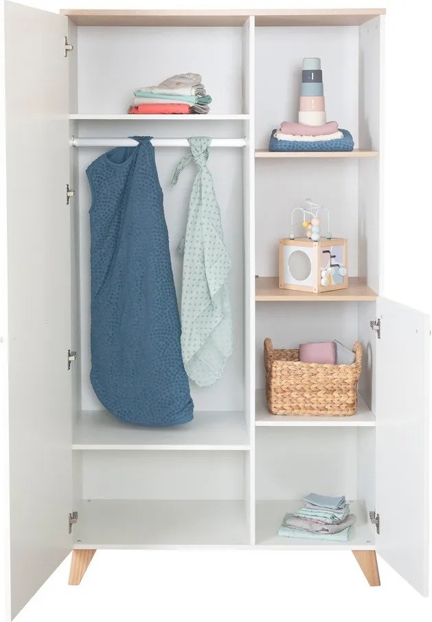 Șifonier de copii alb cu aspect de lemn de stejar 52x180x180 cm Léon – Roba