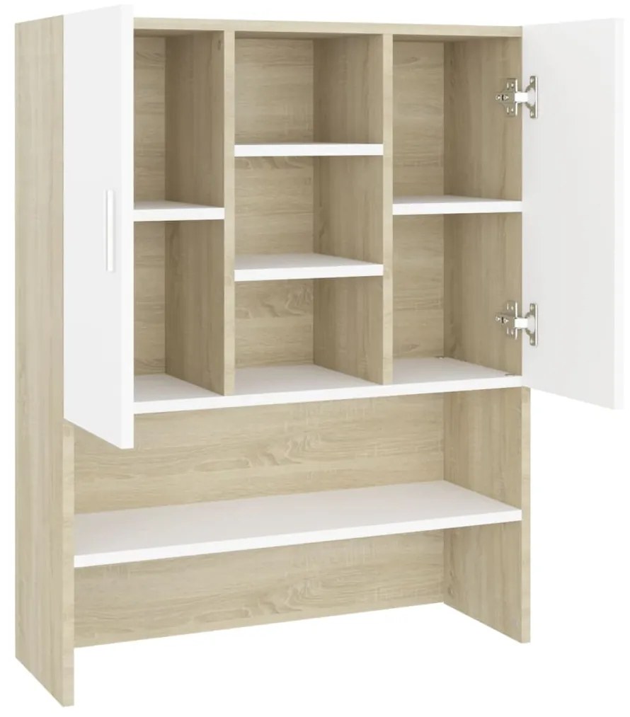 Dulap masina de spalat, alb si stejar sonoma, 70,5x25,5x90 cm alb si stejar sonoma