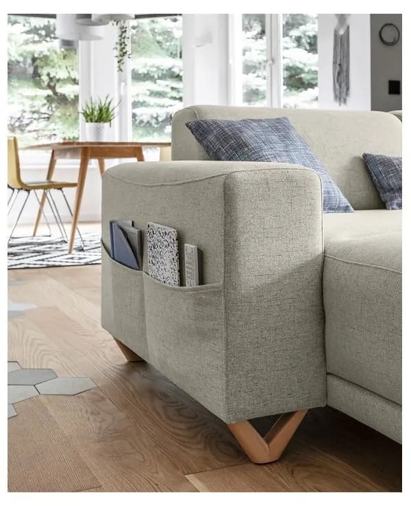 Colțar bej extensibil/cu spațiu de depozitare (cu colț pe partea dreaptă/în formă de "U") Classy Sophie – Miuform