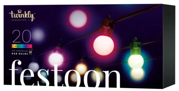Lanț LED RGB decorativ de exterior 20xG45 10m IP44 Wi-Fi Twinkly TWF020STP-BEU