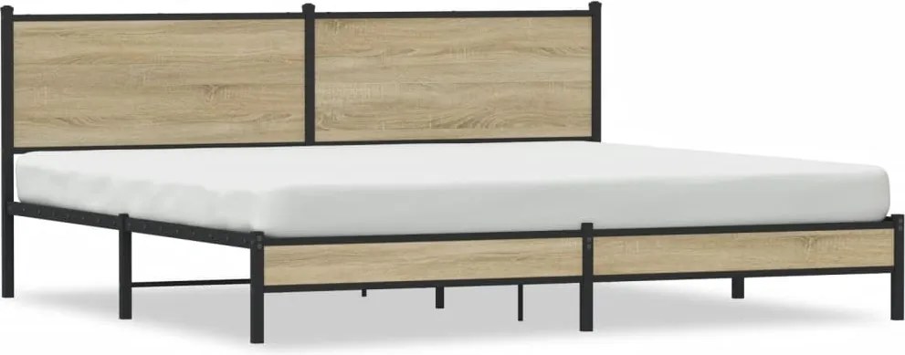 vidaXL Cadru de pat metalic fără saltea, stejar sonoma, 193x203 cm