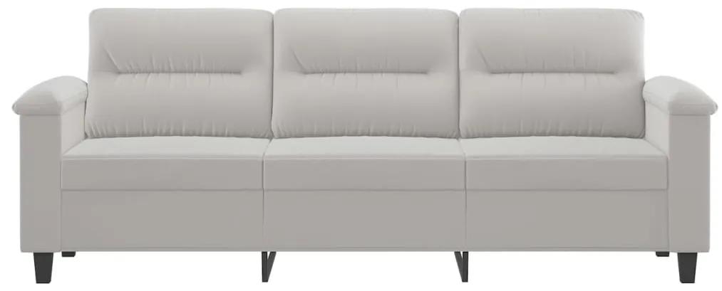 Canapea cu 3 locuri, gri deschis, 180 cm, tesatura microfibra Gri deschis, 210 x 77 x 80 cm