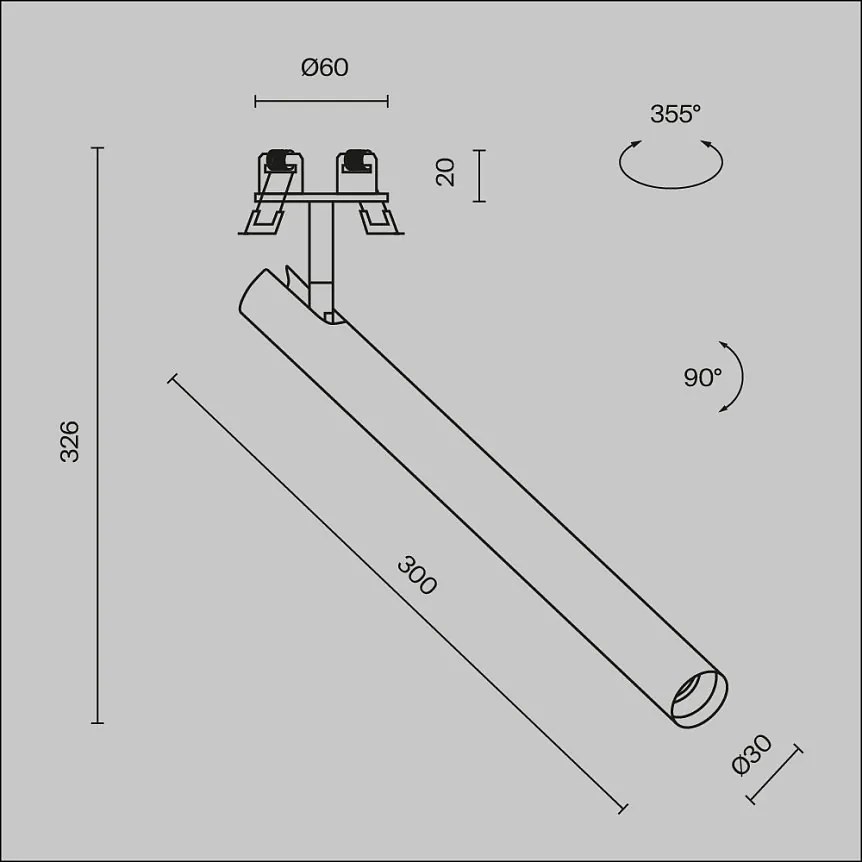 Spot LED incastrabil directionabil iluminat tehnic Focus T negru